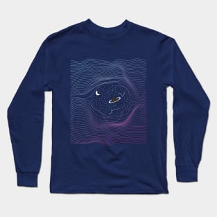 Space in Crumple Lines Long Sleeve T-Shirt